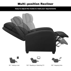 PU Leather Recliner Chair, Single Living Room Sofa Lounge Chair with Reclining Function