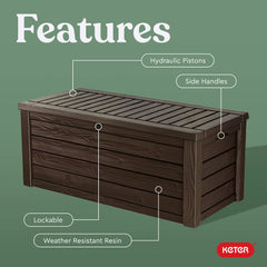 150 Gallon Outdoor Deck Box with Bench Seat, Large Storage Container for Patio, Garden, Yard and Pool Area