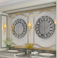 32 Inch Round Decorative Wall Mirror, Glass Accent Mirror for Home Decor