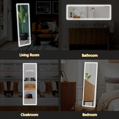 64 x 21 Inch Full Length LED Floor Mirror with Stand, Wall Mounted Full Body Mirror