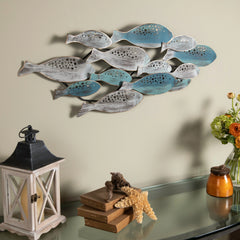 Modern Coastal Metal Wall Art, Decorative Fish Wall Sculpture for Living Room, Bedroom and Home Decoration