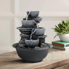 4-Tier Indoor Water Fountain, Relaxing Waterfall Feature for Home, Living Room and Bedroom Decor