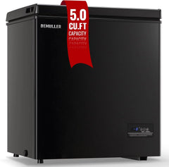 5.0 Cu. Ft. Chest Freezer with 2 Removable Stainless Steel Baskets, Electronic Control, 41°F to -15°F, Black