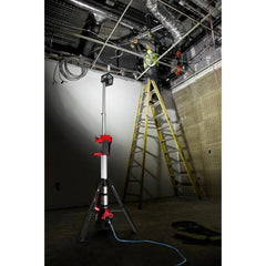 18V Cordless Rocket Tower Light – Dual Power LED Work Light with 2×6.0Ah Batteries