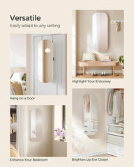 LED Jewelry Organizer Cabinet, Wall or Door Mounted Jewelry Storage Mirror with LED Lights