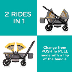 2-in-1 All-Terrain Baby Stroller Wagon with Canopy and Storage - Gray