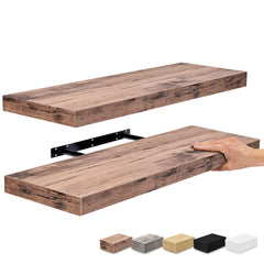 24 Inch Extra Long Floating Wall Shelf, Wall Mounted Display and Storage Shelf for Home Decor
