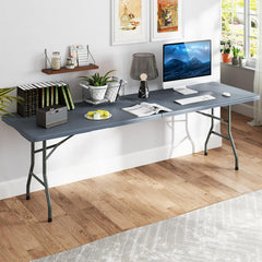 8FT Folding Table 350LBS – Heavy Duty Plastic Table with HDPE Top & Handle