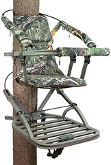 Lightweight Aluminum Climbing Treestand with Padded Seat, 300 Lb. Capacity, Safety Harness Included