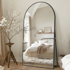 Modern Arched Full Length Floor Mirror, Aluminum Alloy Frame Standing Full Body Mirror