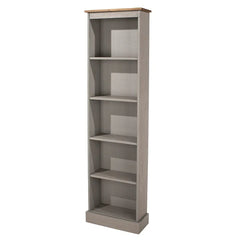 Tall Narrow Wood Bookcase, Slim Freestanding Bookshelf for Small Spaces, Home Office and Living Room