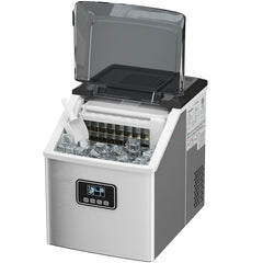 Stainless Steel Countertop Ice Maker – 48LBS/24H with Self-Clean Function