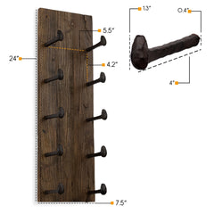 5 Bottle Wood Wall Mounted Wine Rack, Walnut Finish Bottle Holder for Kitchen, Dining Room and Home Bar