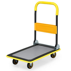 Folding Platform Cart – 330LBS Rolling Flatbed Hand Truck, Yellow