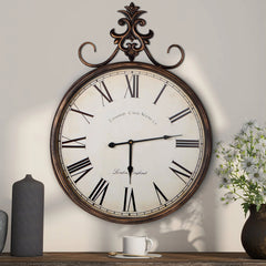 Large Antique Wall Clock, Vintage Decorative Hanging Clock for Living Room, Bedroom and Office