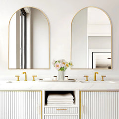 Modern Arch Aluminum Bathroom Wall Mirror, Wall Mounted Vanity Mirror for Bathroom, Bedroom and Home Decor