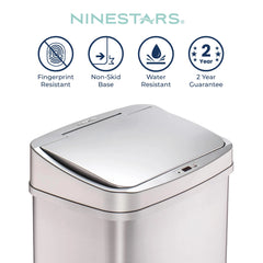 13 Gallon Touchless Motion Sensor Trash Can, Automatic Hands-Free Kitchen Garbage Bin with Sensor Lid