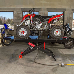 ATV Lift Table and Center Jack, Heavy-Duty Hydraulic Motorcycle and ATV Lift Stand, Adjustable Service Lift Platform