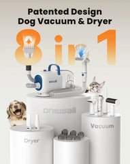 8-in-1 Dog Grooming Vacuum & Dryer, Pet Shedding and Grooming Kit for Hair Removal, Clipping and Drying