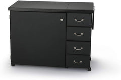 Sturdy Sewing Cabinet for Sewing, Cutting, Quilting and Crafting with Storage and Airlift, Black Finish