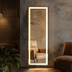64 x 21 Inch Full Length LED Floor Mirror with Stand, Full Body Wall Mounted Mirror