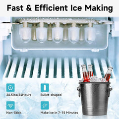 3-in-1 Hot & Cold Water Cooler with Built-in Ice Maker – Top Loading for 3-5 Gallon Bottles, Child Safety Lock, Black