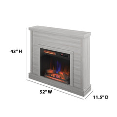 52" Shiplap Wall Fireplace Mantel, Modern Electric Fireplace with 3D Flame Effect Insert for Home Decor