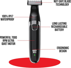 Men's Electric Body Hair Trimmer, Rechargeable Waterproof Cordless Personal Grooming Shaver