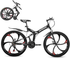 26-Inch Folding Mountain Bike for Adults, 21-Speed, Dual Suspension
