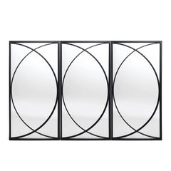3-Piece Black Metal Rectangular Wall Mirror Set, 31.9" H x 15.75" W x 0.75" D