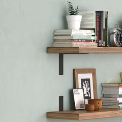 60 Inch Rustic Floating Wall Shelves, 2 Piece Burnt Wood Display and Storage Shelves