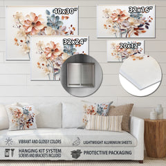 White Botanical Collage Metal Wall Art, Abstract Botanical Decor for Living Room