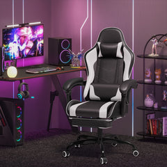 Ergonomic Gaming Chair with Footrest and Massage Support, Reclining Computer Chair for Gaming Room and Home Office