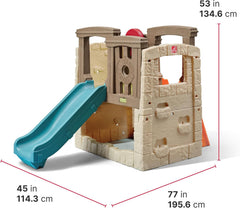 Kids Outdoor Playset with Slide & Climbing Wall, Backyard Playground Equipment for Children