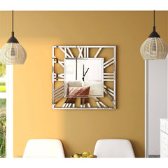 Large Modern Mirrored Wall Clock, Oversized Decorative Hanging Clock for Living Room, Bedroom and Home Decor
