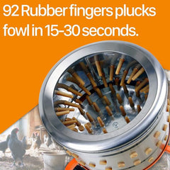 Electric Chicken Plucker, 1HP 280RPM Poultry De-Feathering Machine, Stainless Steel Drum, 92 Fingers, Heavy-Duty Poultry Processing Equipment