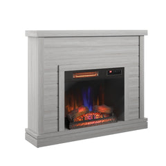 52" Shiplap Wall Fireplace Mantel, Modern Electric Fireplace with 3D Flame Effect Insert for Home Decor