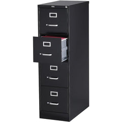 4-Drawer Lockable File Cabinet, Black, 25-Inch D x 15-Inch W