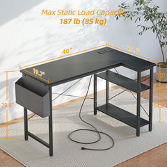 40 Inch L Shaped Computer Desk, Compact Corner Office Desk for Home Office, Study and Small Spaces