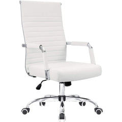 Ergonomic Ribbed Office Chair, Modern Computer Desk Chair with Comfortable Upholstered Seat for Home and Office