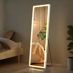 64 x 21 Inch Full Length LED Floor Mirror with Stand, Full Body Wall Mounted Mirror