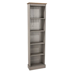 Tall Narrow Wood Bookcase, Slim Freestanding Bookshelf for Small Spaces, Home Office and Living Room