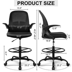 Ergonomic Drafting Chair - Tall Office Chair with Lumbar Support and Adjustable Height