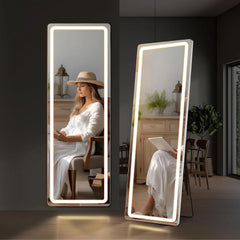 64 x 21 Inch Full Length LED Floor Mirror with Stand, Full Body Wall Mounted Mirror