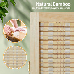 4-Panel Bamboo Folding Partition Screen 6FT Detachable Room Divider