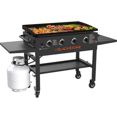 36-Inch 4-Burner Griddle Cooking Station with Side Shelves
