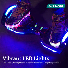 Bluetooth Self-Balancing Hoverboard, 6.5-Inch Wheels, 7-Color Lights, 44-176 Lb. Capacity, Silver
