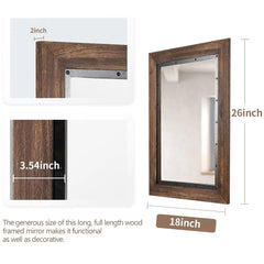 Rustic Wood and Iron Framed Bathroom Vanity Mirror, Wall Mounted Farmhouse Mirror for Bathroom and Bedroom