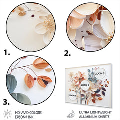 White Botanical Collage Metal Wall Art, Abstract Botanical Decor for Living Room