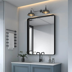 Aluminum Alloy Rounded Corner Vanity Mirror, Modern Wall Mounted Mirror for Bathroom, Bedroom and Home Decor